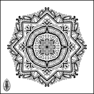 The Mandala after adding extra detail and inking with black pen